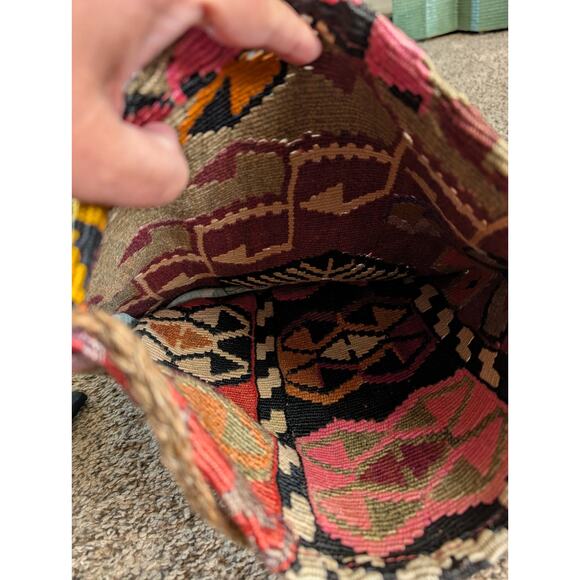 “VNTG, Handmade Kilim Wool Shoulder Bag Tribal Boho Crossbody Purse w/ Tassels - Picture 9 of 16